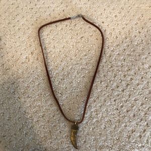 Leather gold tooth necklace🤩🤩